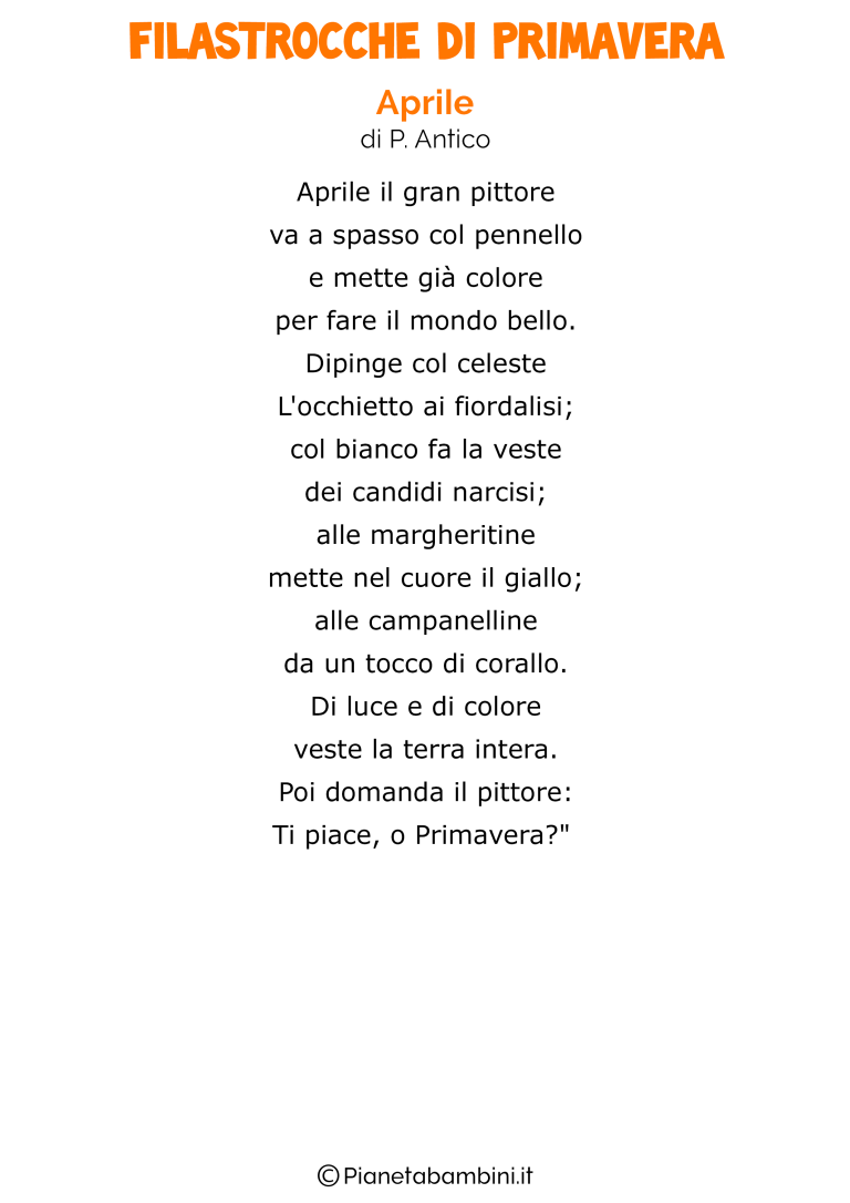 45 Filastrocche di Primavera per Bambini 45 Filastrocche di Primavera per Bambini