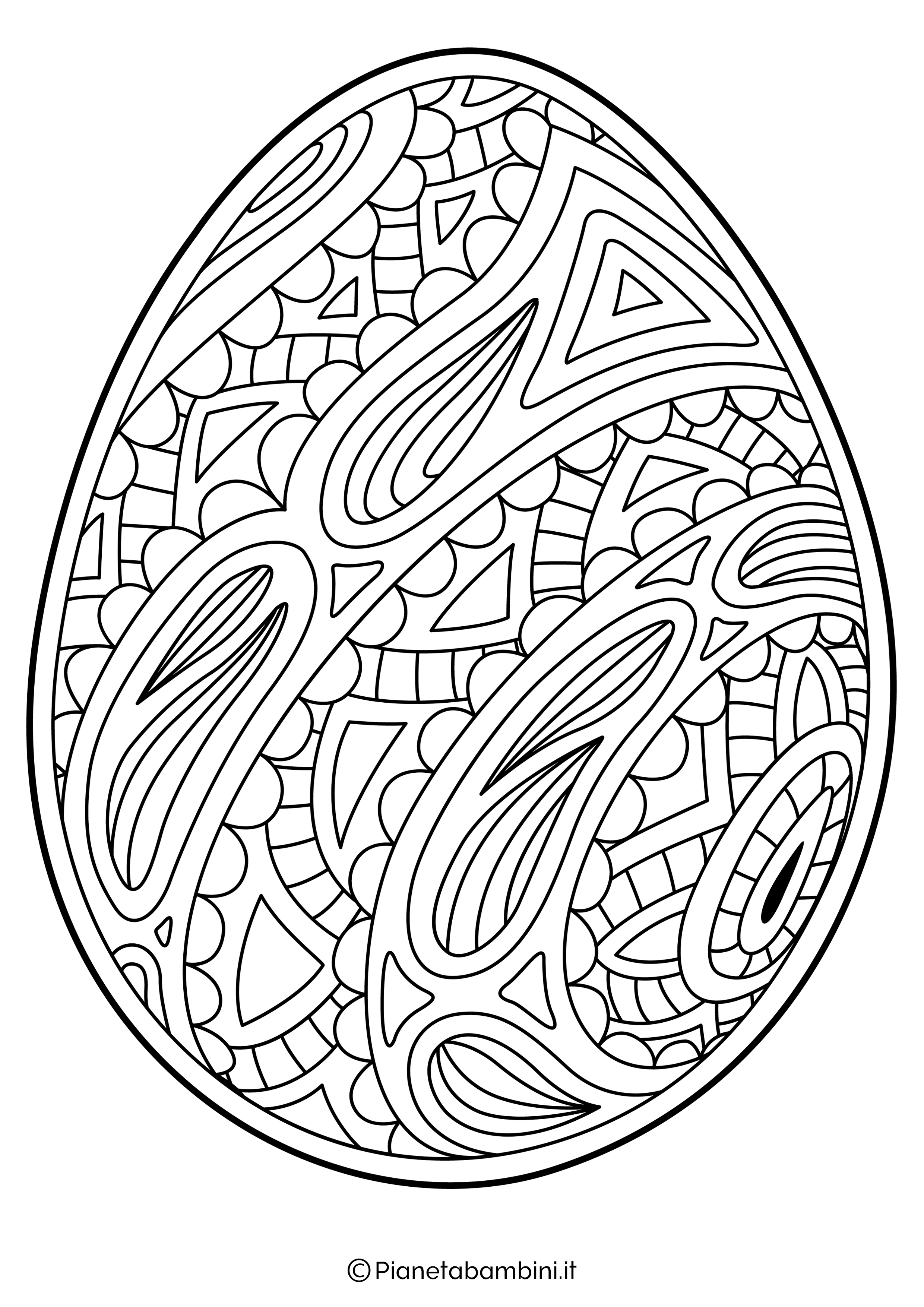 Disegno uovo di Pasqua difficile da colorare 1