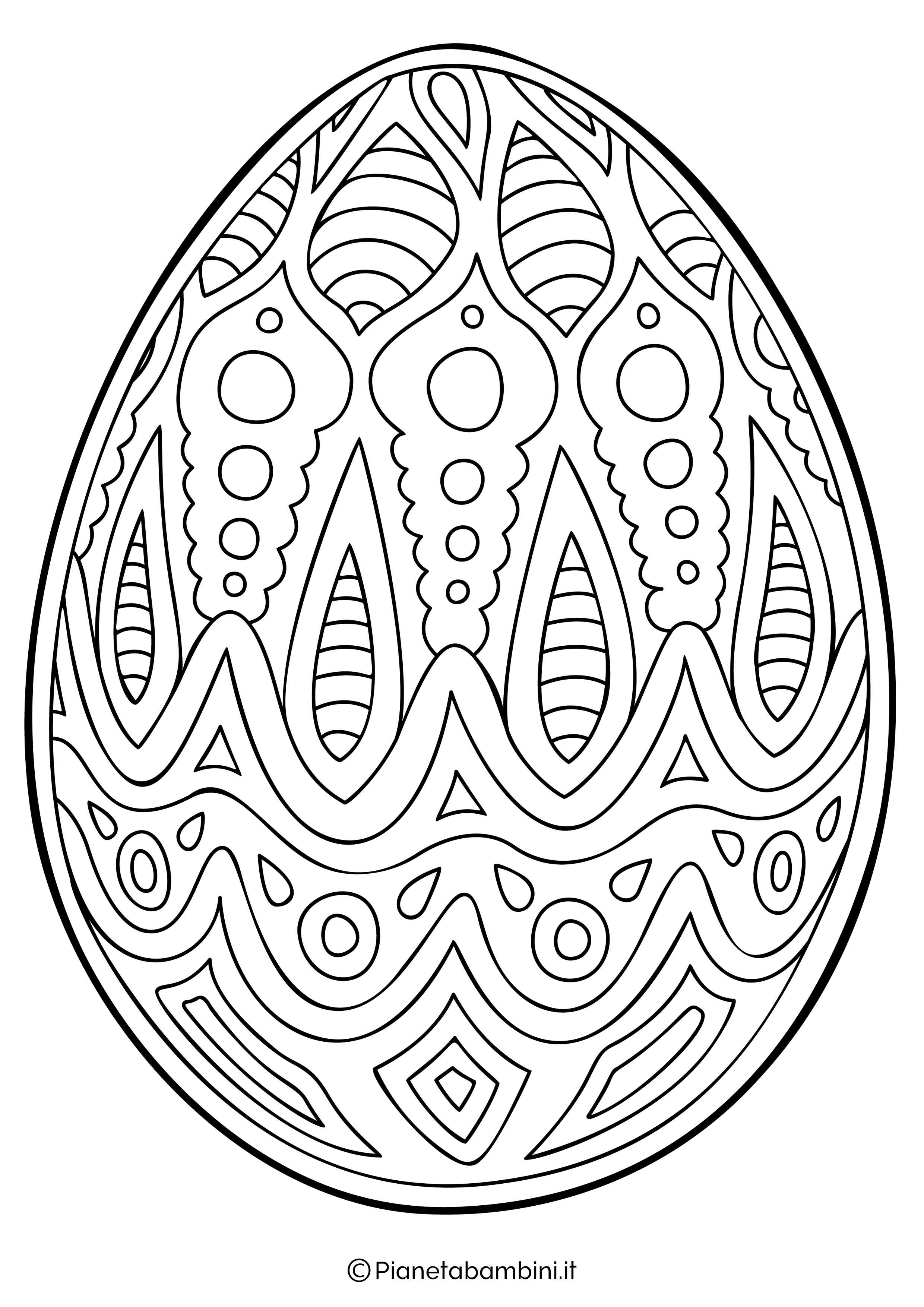 Disegno uovo di Pasqua difficile da colorare 2