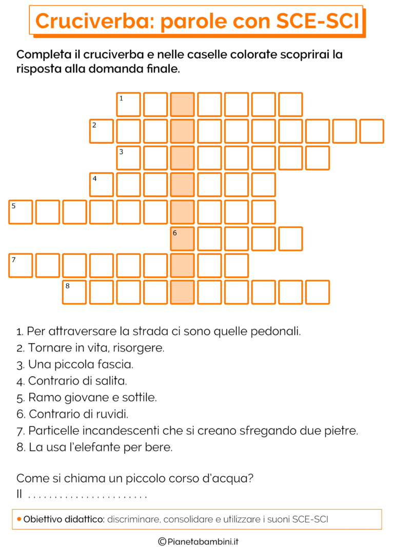 23 Cruciverba per Bambini di 67 Anni su Ortografia e Suoni Simili