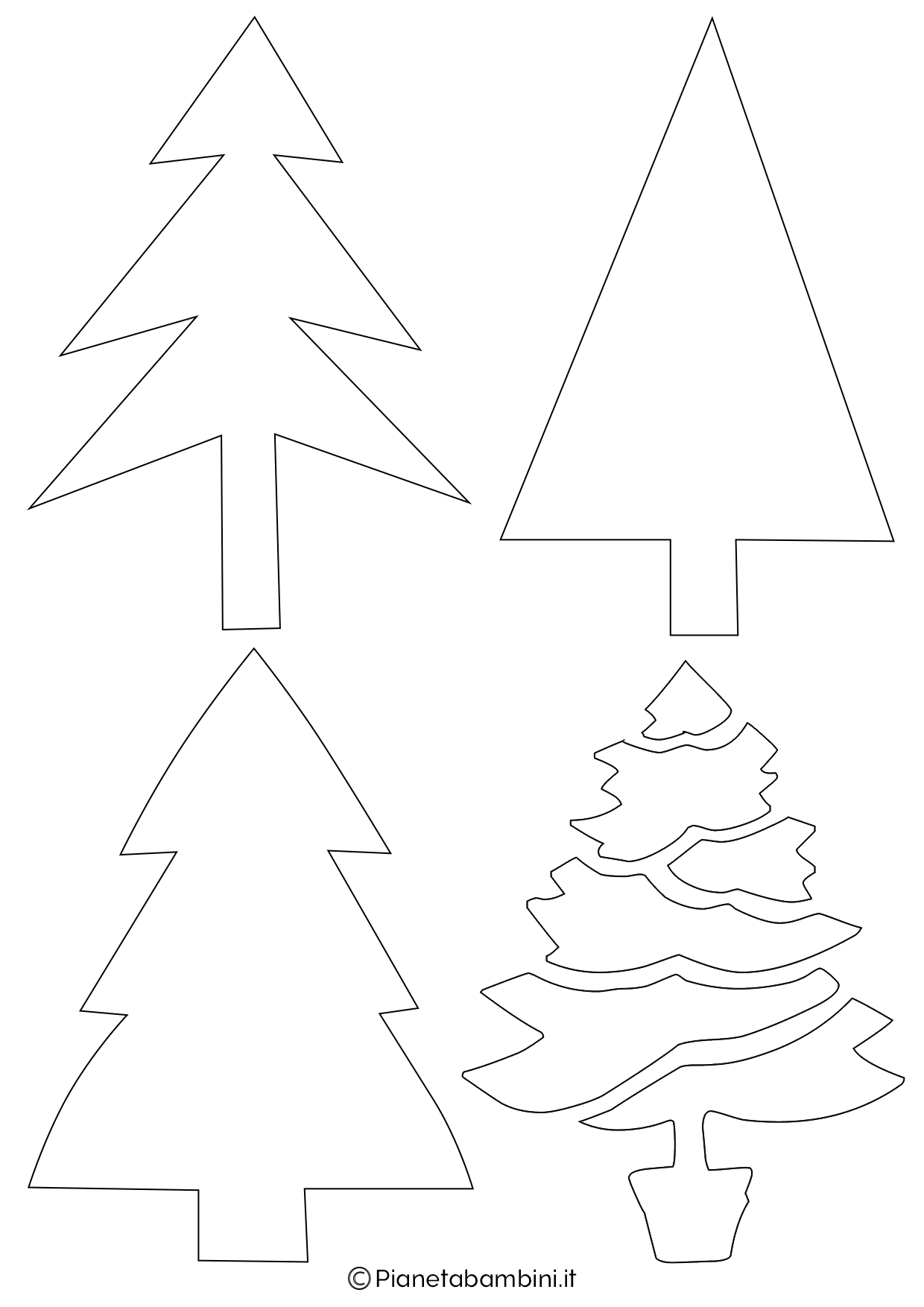 Disegni Di Alberi Di Natale Colorati.24 Sagome Di Alberi Di Natale Da Stampare E Ritagliare Pianetabambini It