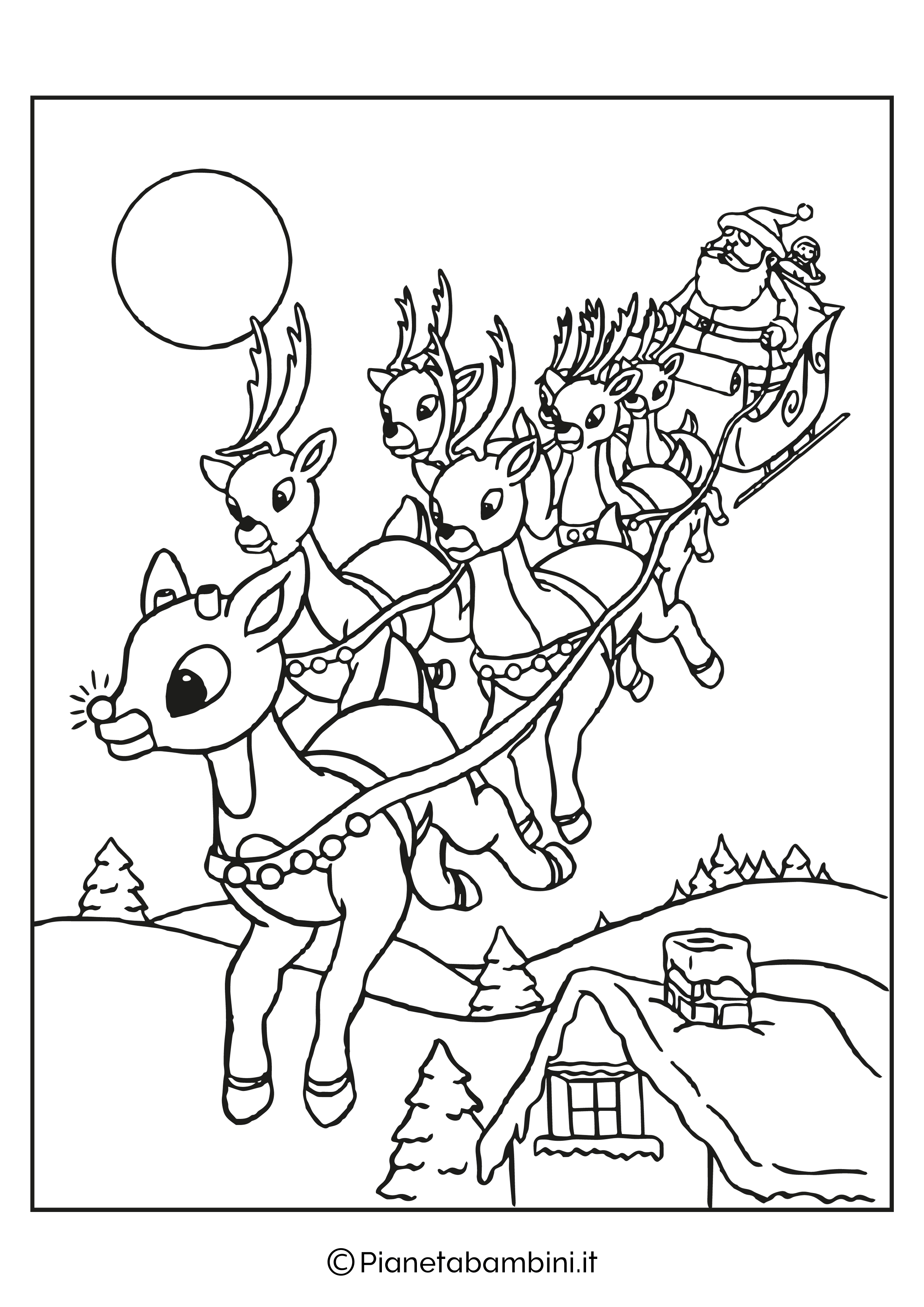 Disegno di renna di Babbo Natale da colorare 11
