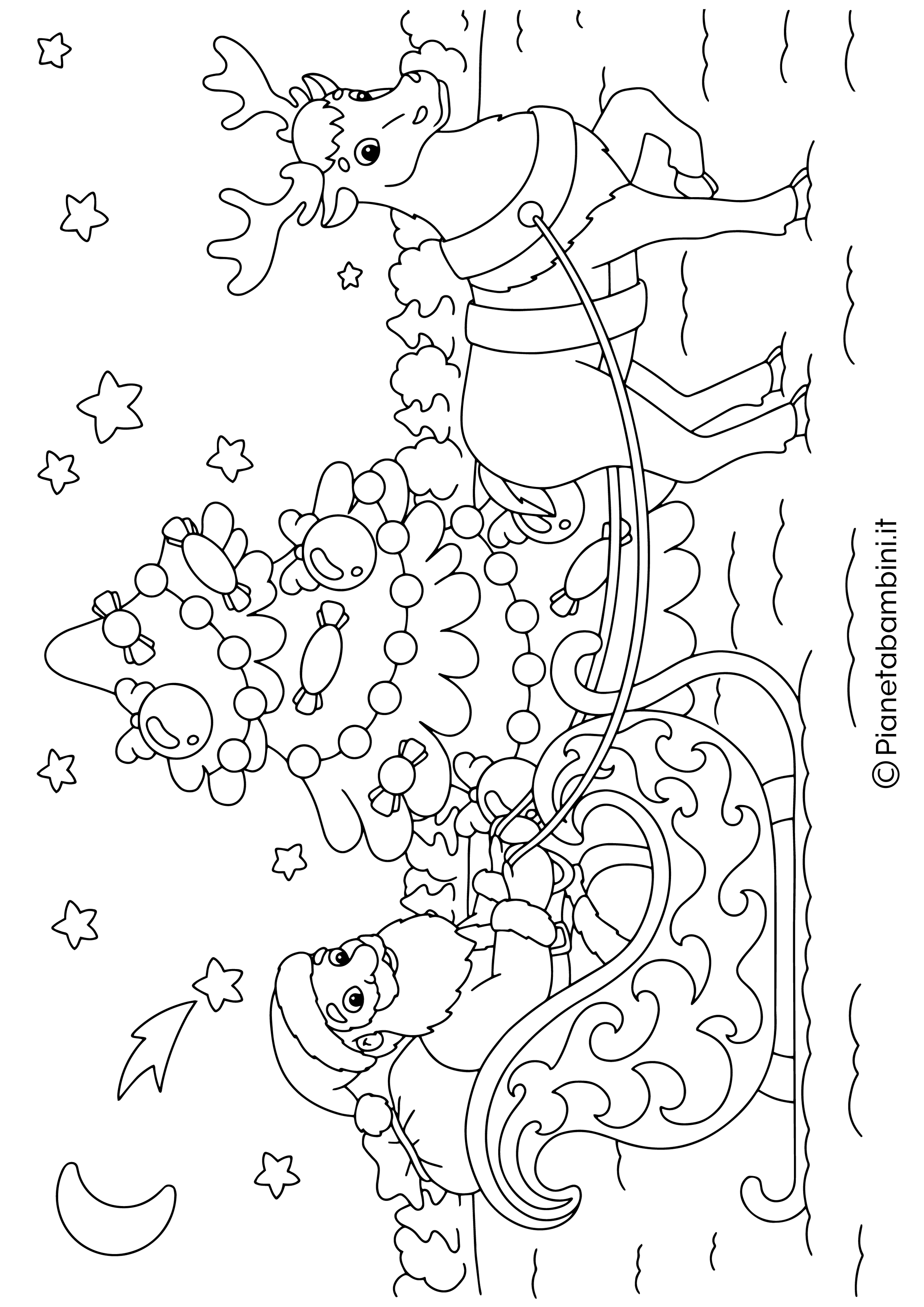 Disegno di renna di Babbo Natale da colorare 15