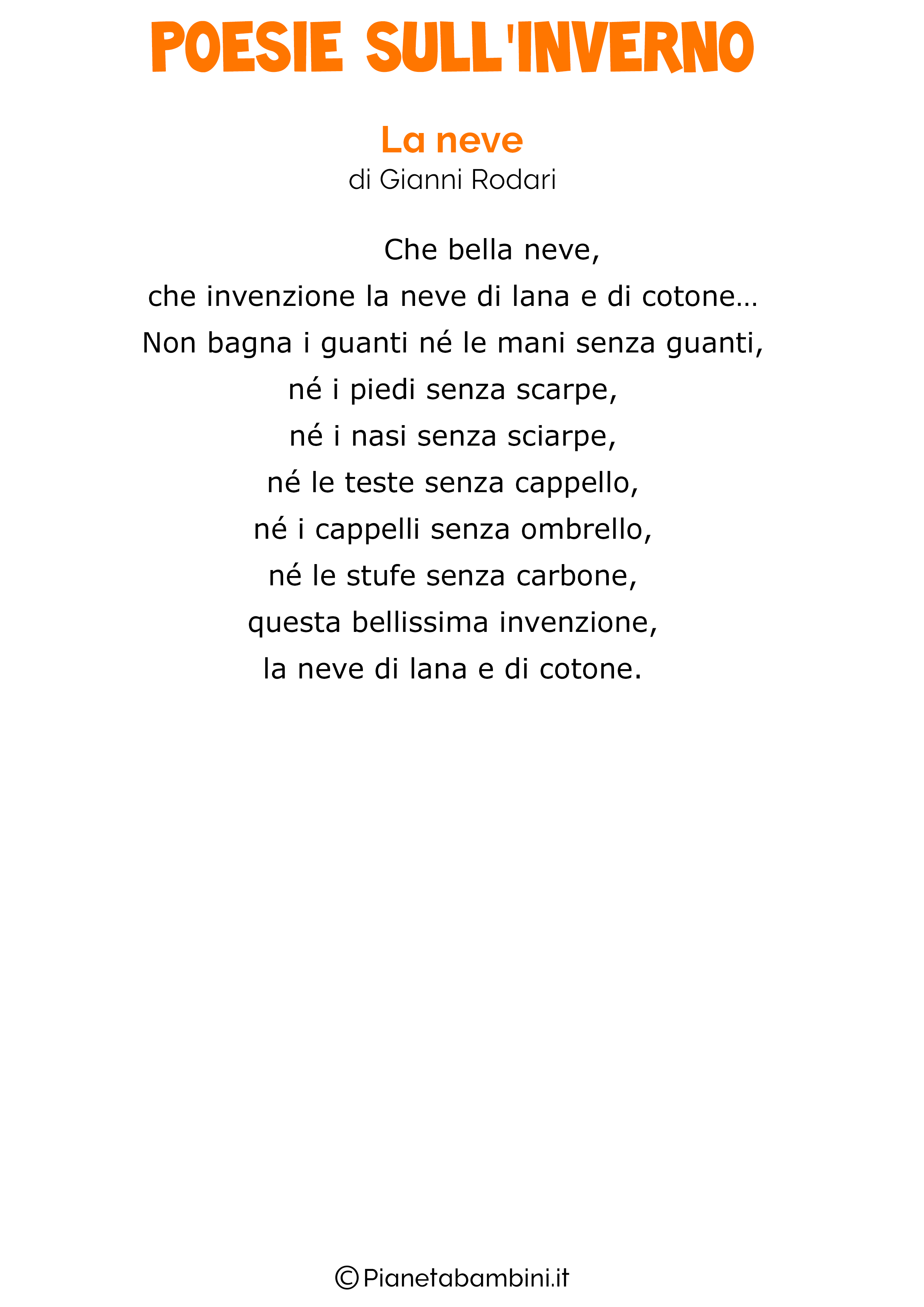 Poesie Di Natale Scuola Primaria Gianni Rodari.40 Poesie Sull Inverno Per Bambini Pianetabambini It