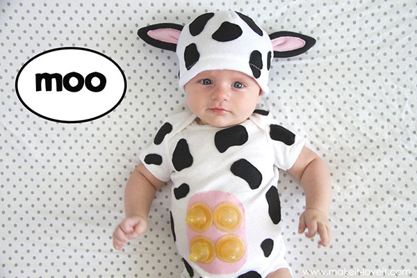 Costume fai da te per neonato da mucca