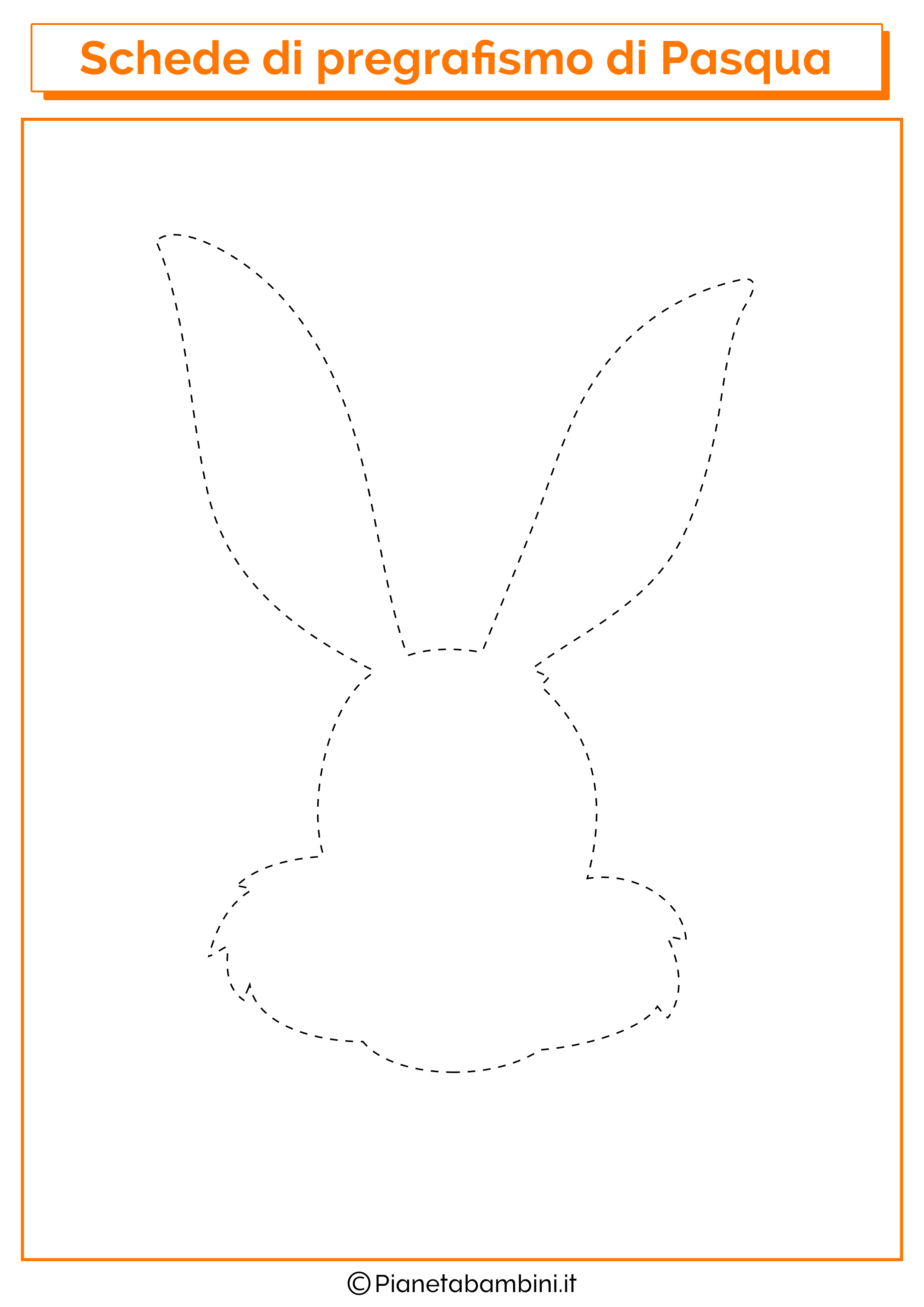 Scheda di pregrafismo di Pasqua sul viso del coniglietto