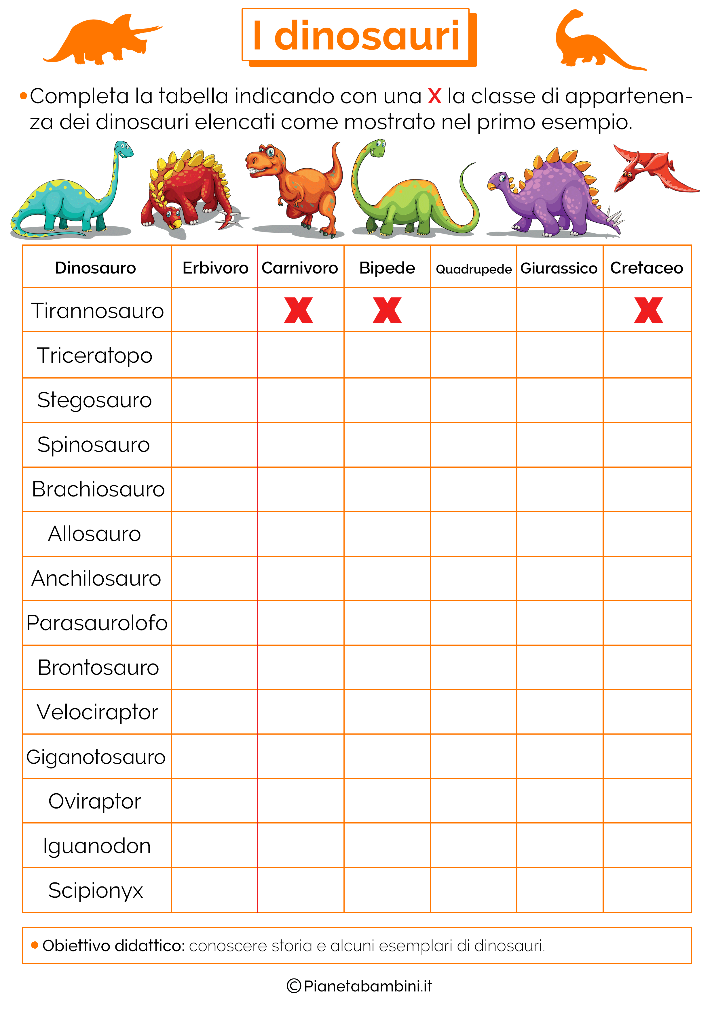 I Dinosauri: Schede Didattiche per la Scuola Primaria