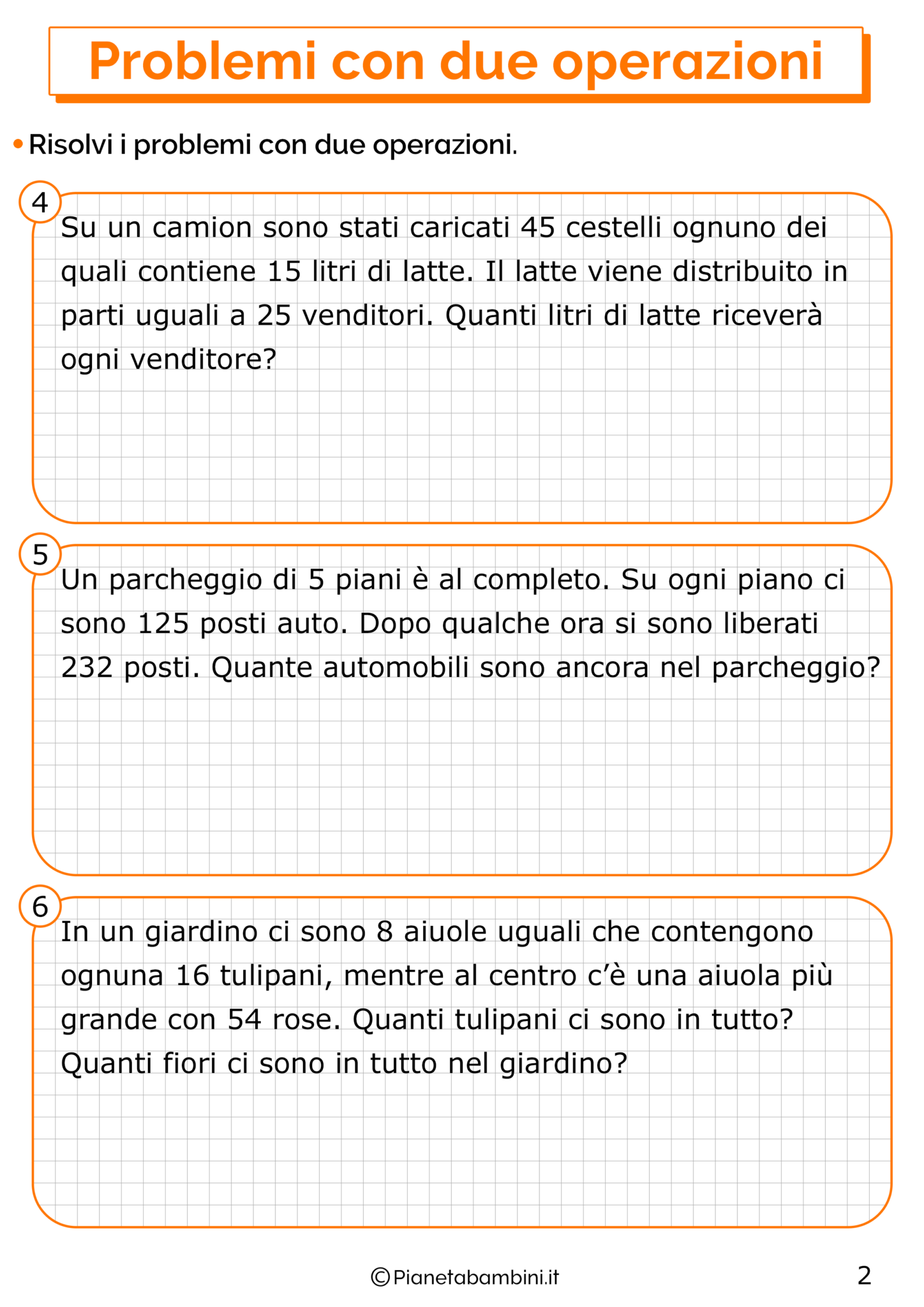 20 Problemi Con Due Operazioni Per La Scuola Primaria PianetaBambini it
