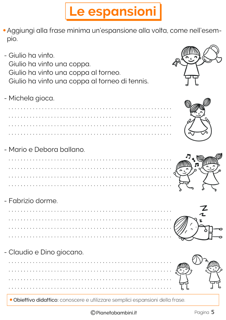 Le Espansioni: Schede Didattiche per la Scuola Primaria | PianetaBambini.it