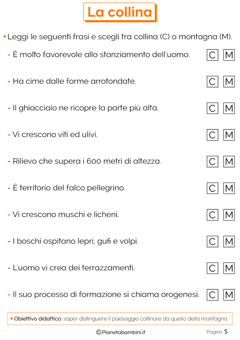 La Collina Schede Didattiche per la Scuola Primaria