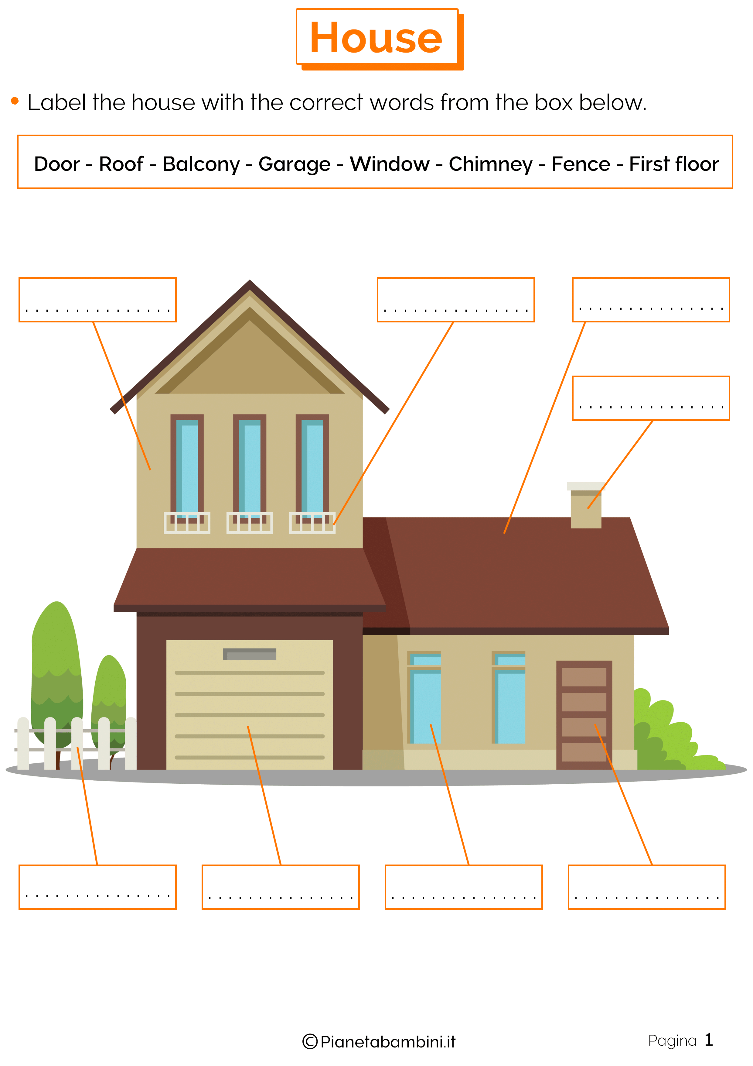 Vocaboli della casa in inglese: esercizi per la scuola primaria ... Descrizione camera in inglese
