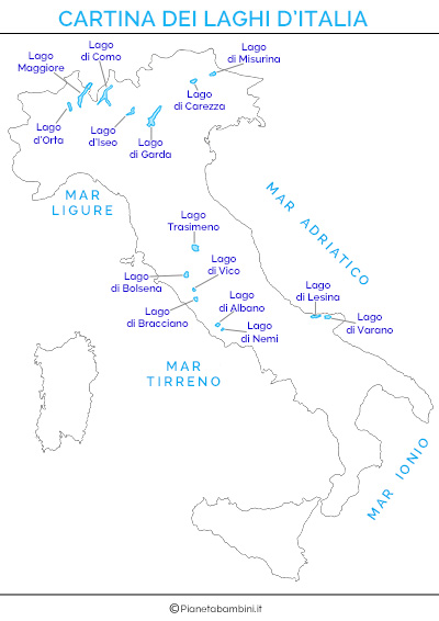Cartina dei laghi d'Italia da stampare gratis