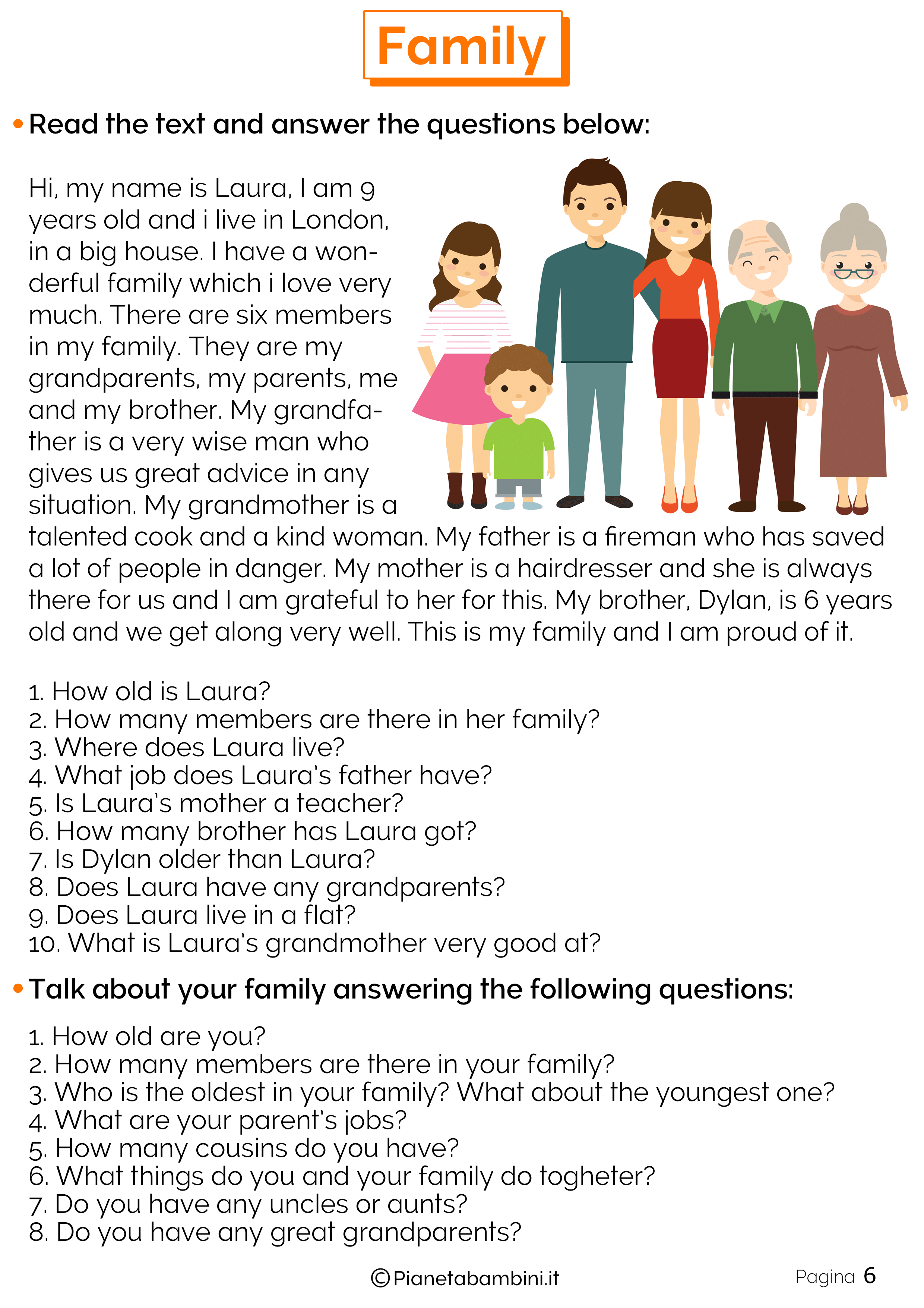 Esercizi sulla famiglia in inglese 6
