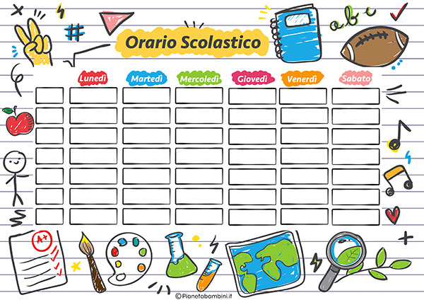 18 Tabelle Dell Orario Scolastico Da Stampare PianetaBambini it 18 Tabelle Dell Orario Scolastico Da Stampare PianetaBambini it
