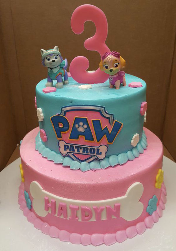 buttercream paw patrol cake for girls