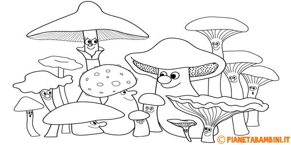 Disegni di funghi da stampare e colorare