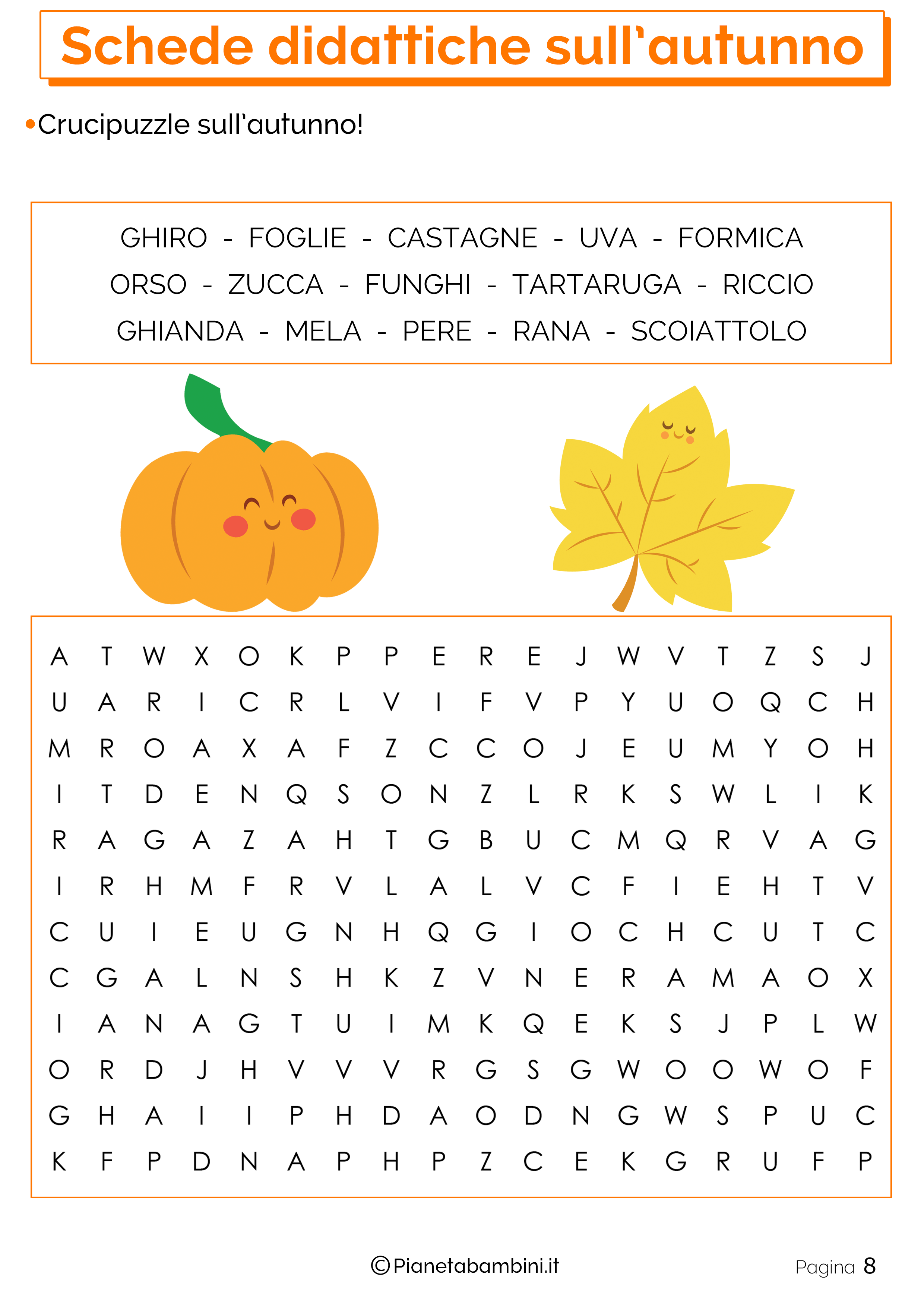 Schede Didattiche Sull Autunno Per La Scuola Primaria PianetaBambini it