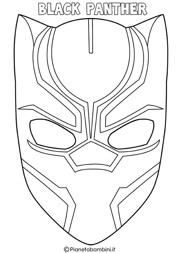 Maschera di Black Panther da colorare e stampare gratis per bambini