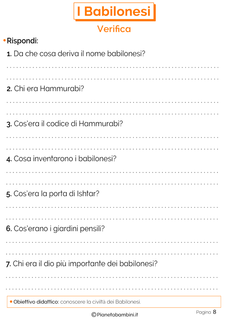 I Babilonesi: Schede Didattiche Per La Scuola Primaria | PianetaBambini.it