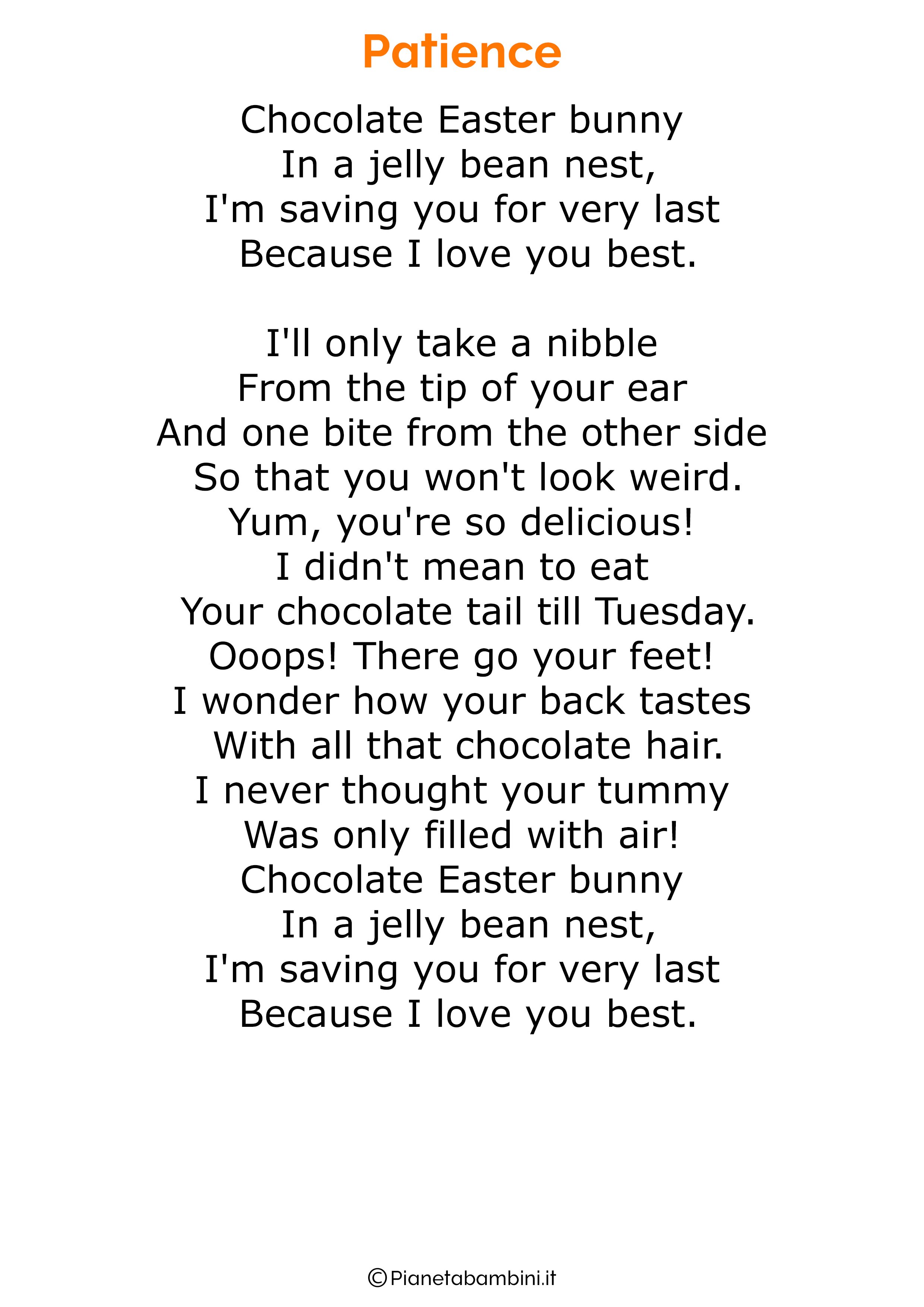 Poesie di Pasqua in inglese per bambini 07
