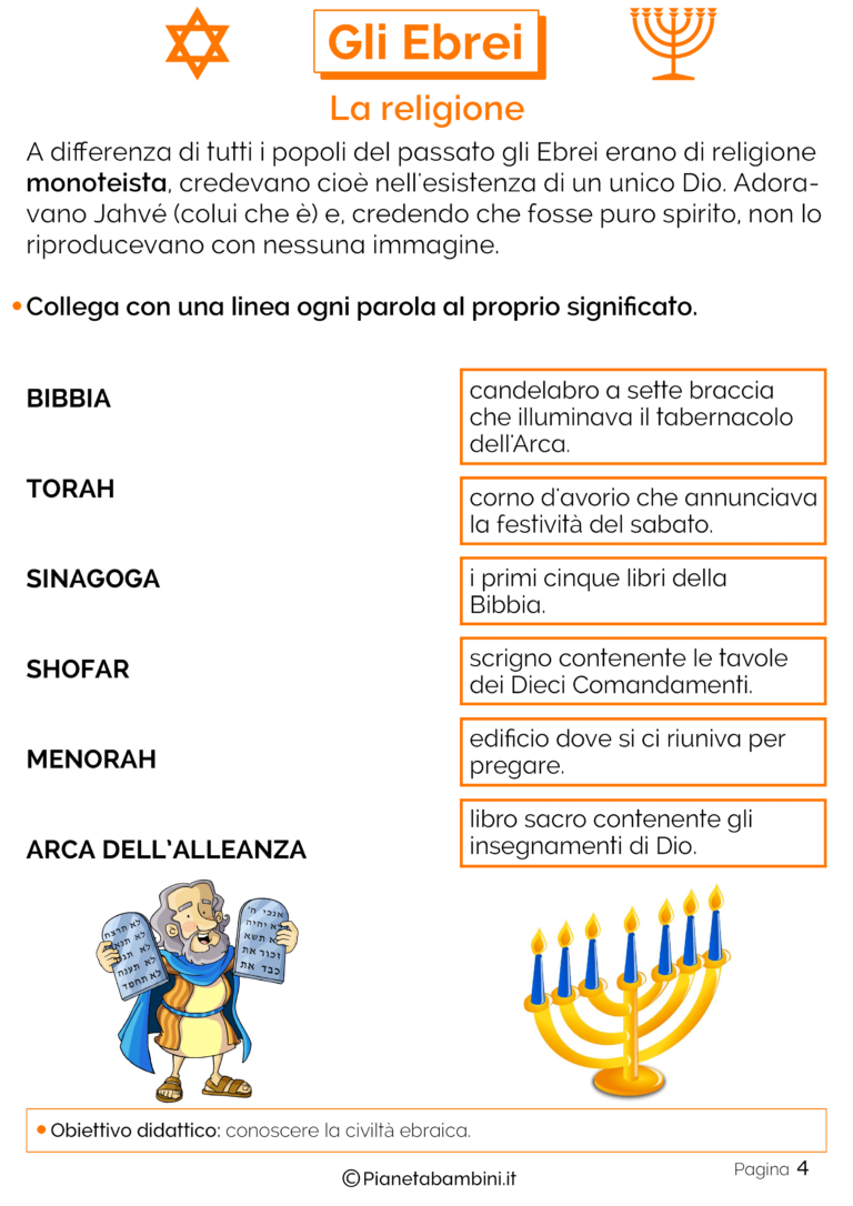 Differenza Tra Cristiani E Ebrei Gli Ebrei: Schede Didattiche per la Scuola Primaria | PianetaBambini.it