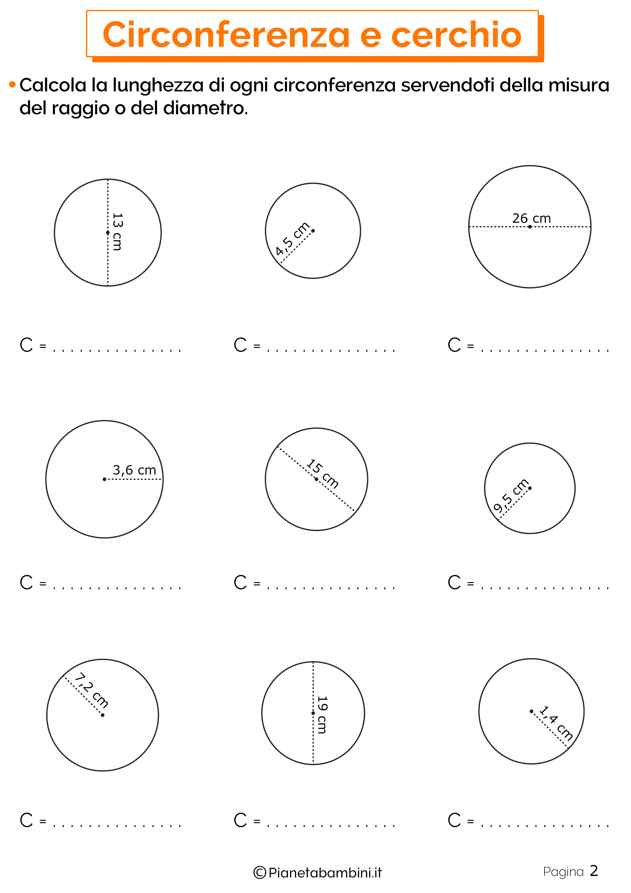 Schede didattiche su circonferenza e cerchio 2