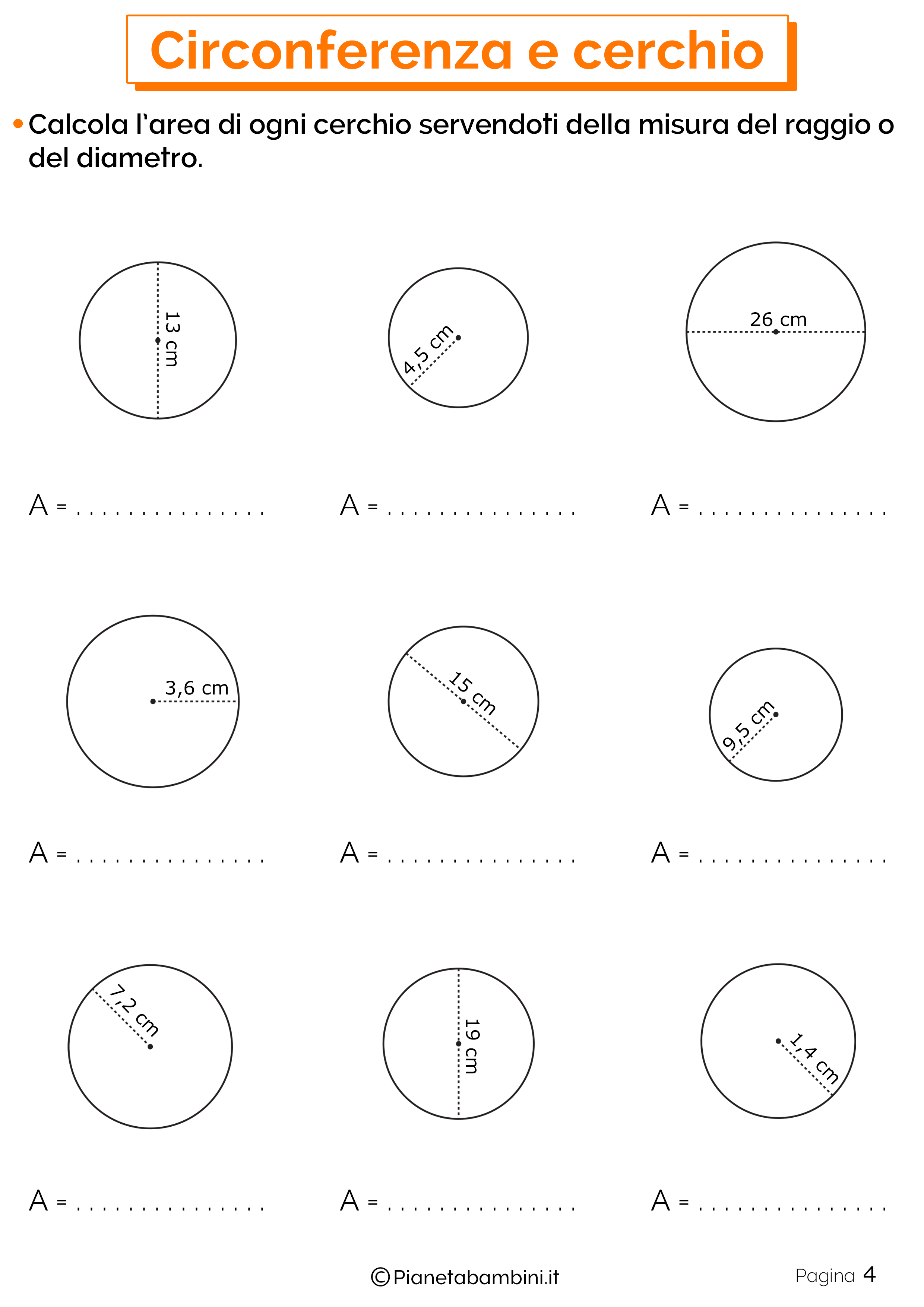 Schede didattiche su circonferenza e cerchio 4