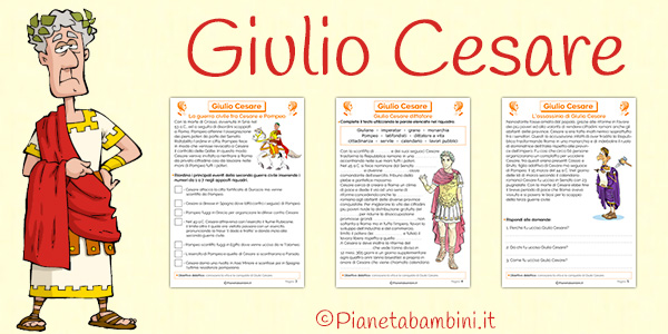Schede didattiche su Giulio Cesare per la scuola primaria da stampare gratis