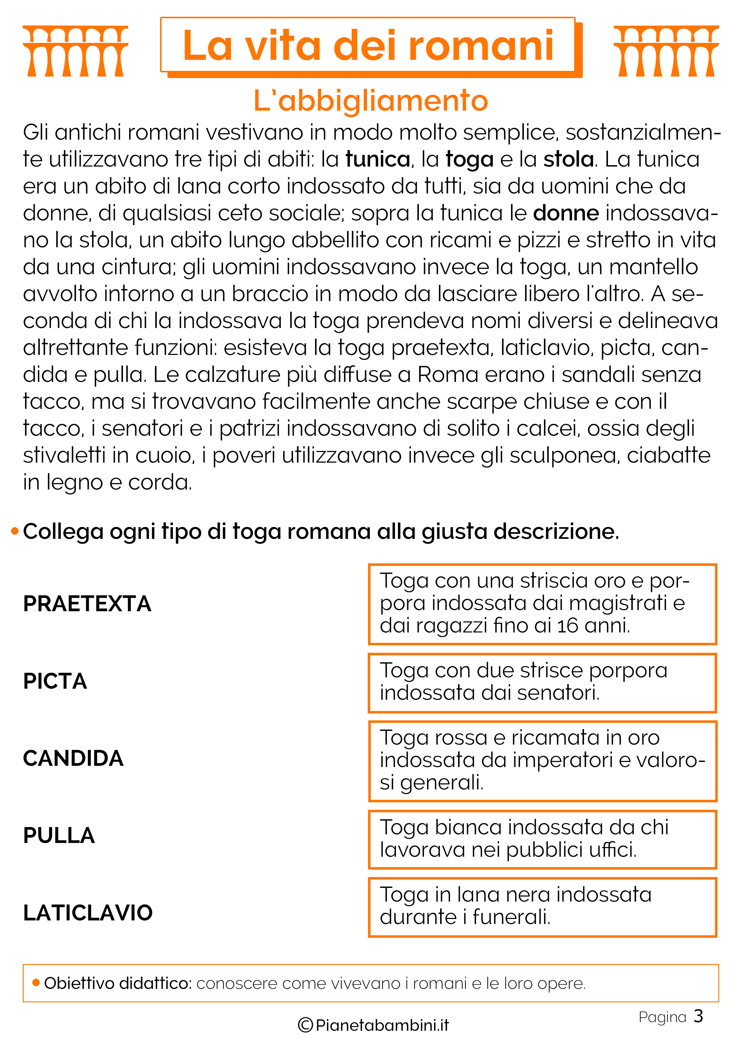 La Vita Dei Romani Schede Didattiche Per La Scuola Primaria Pianetabambini It