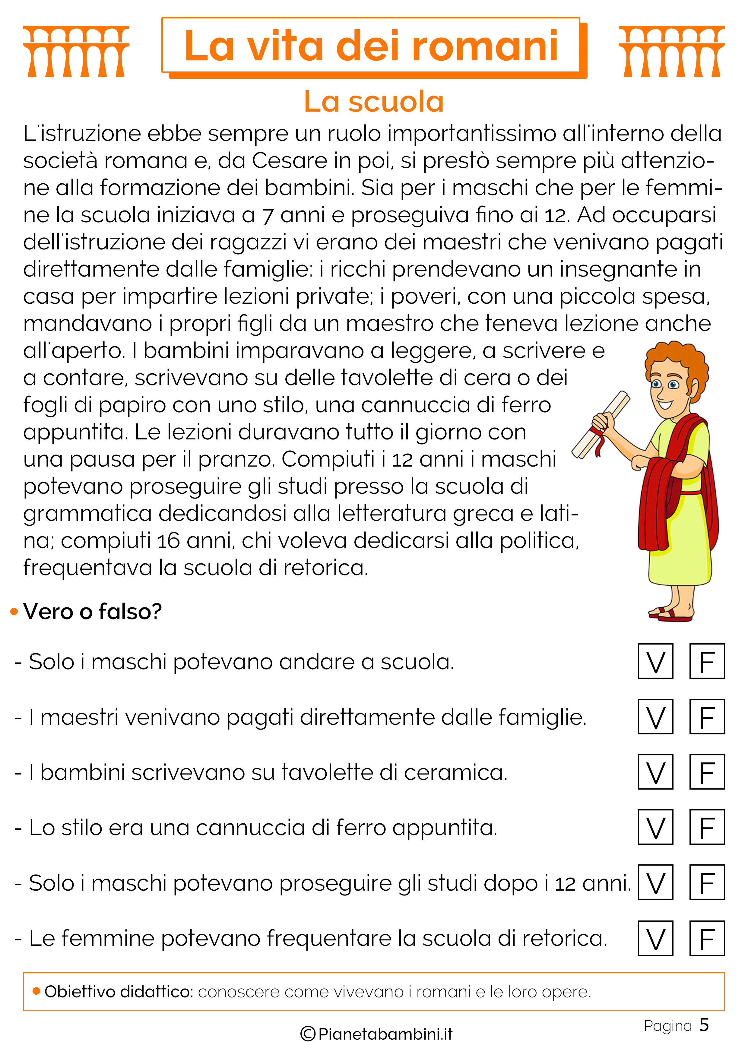 La Vita dei Romani: Schede Didattiche per la Scuola Primaria