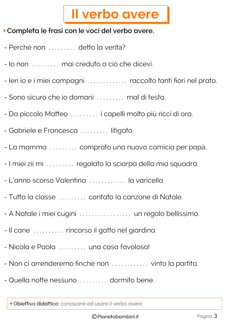 Verbo Essere In Inglese Esercizi Per La Scuola Primaria