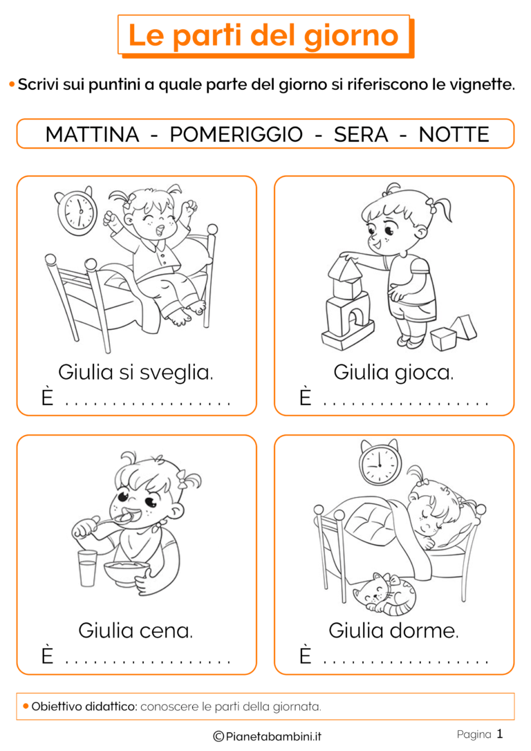 Le Parti Del Giorno In Inglese Schede Didattiche