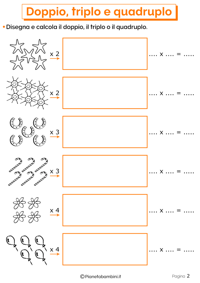 Le leve: schede didattiche per la scuola primaria Doppio, Triplo e Quadruplo: Esercizi per la Scuola Primaria