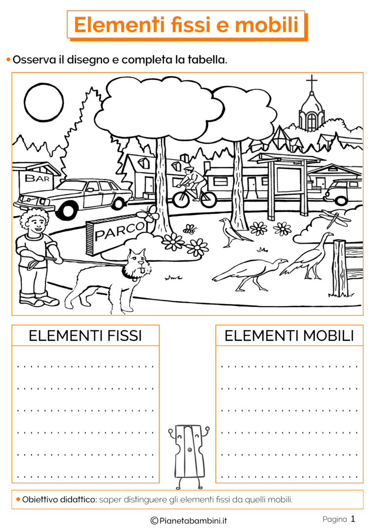 Elementi Fissi e Mobili Schede Didattiche per la Scuola Primaria Elementi Fissi e Mobili Schede Didattiche per la Scuola Primaria