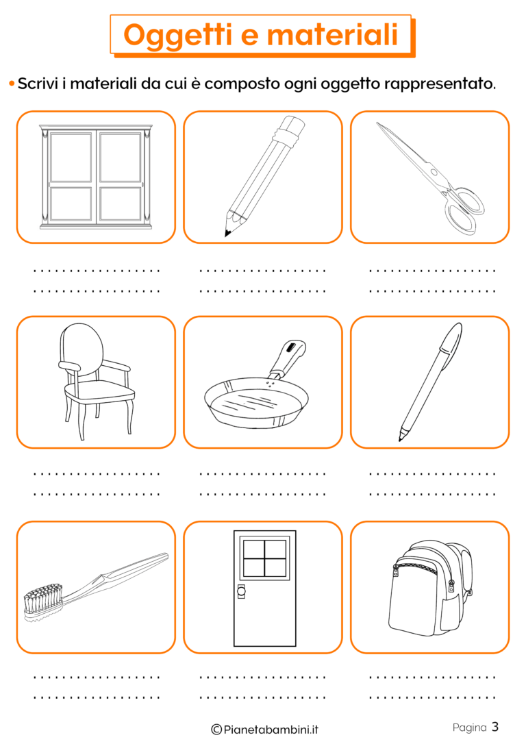 Oggetti e Materiali Schede Didattiche per la Scuola Primaria