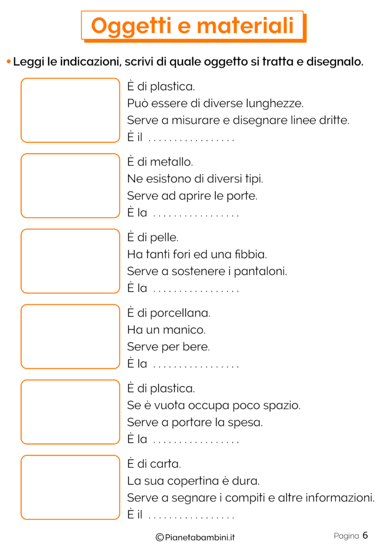 Oggetti E Materiali: Schede Didattiche Per La Scuola Primaria ...