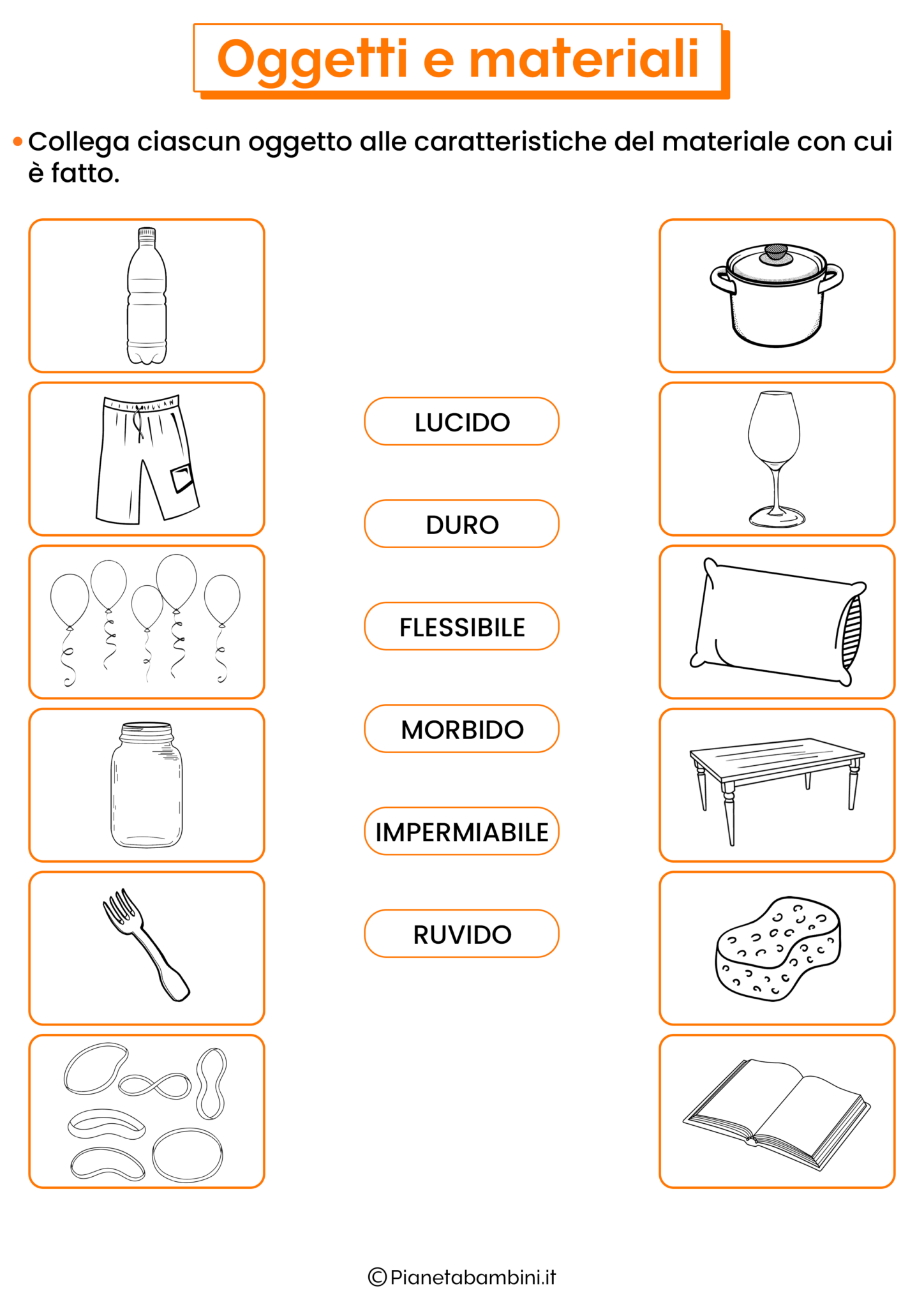 Oggetti e Materiali Schede Didattiche per la Scuola Primaria