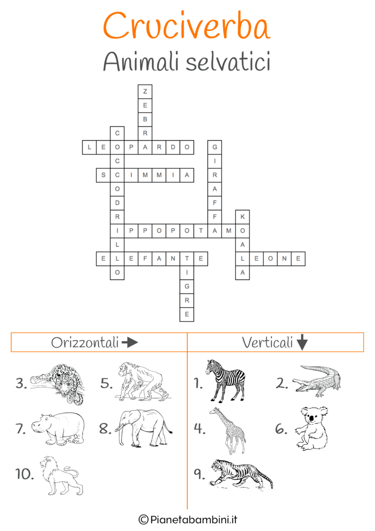 15 Cruciverba Illustrati per Bambini da Stampare