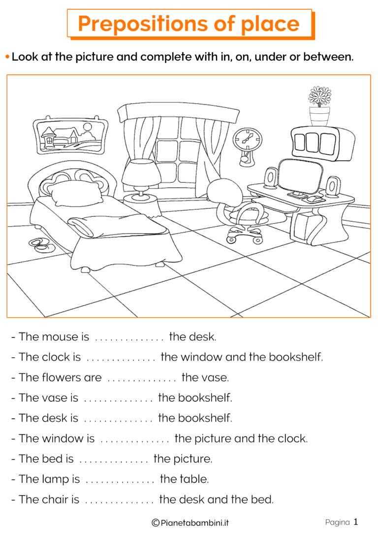 Preposizioni Di Luogo In Inglese Esercizi Per La Scuola Primaria