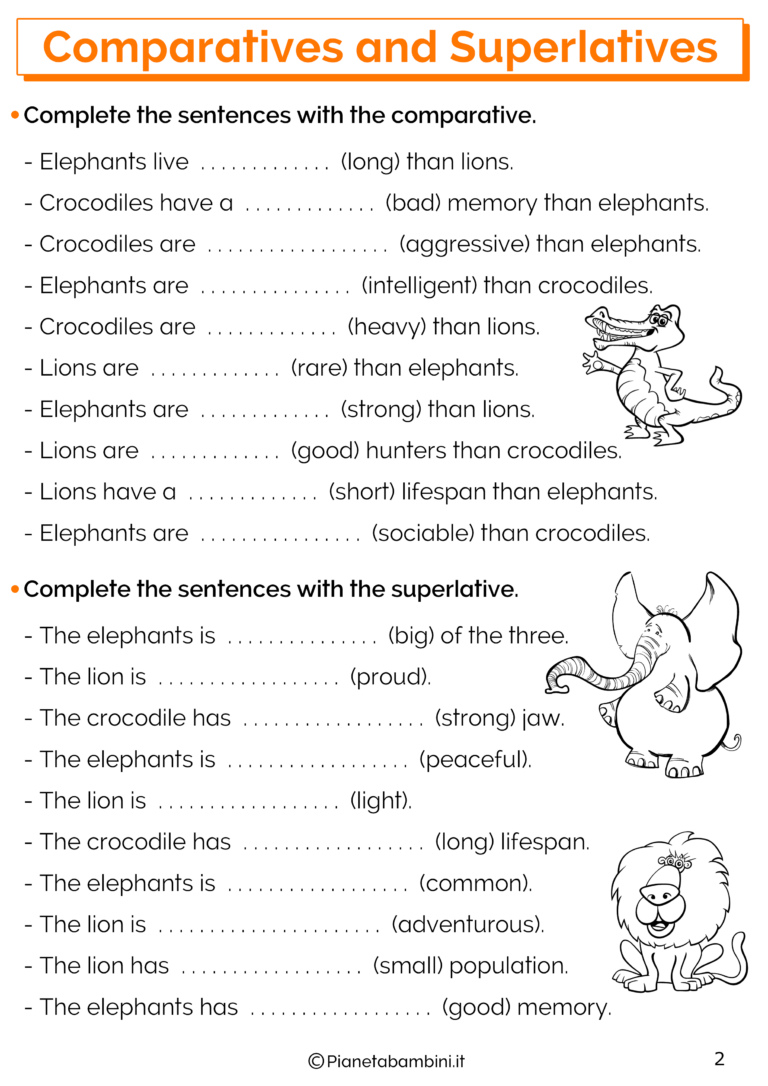 Esercizi Comparativi E Superlativi Inglese Pdf
