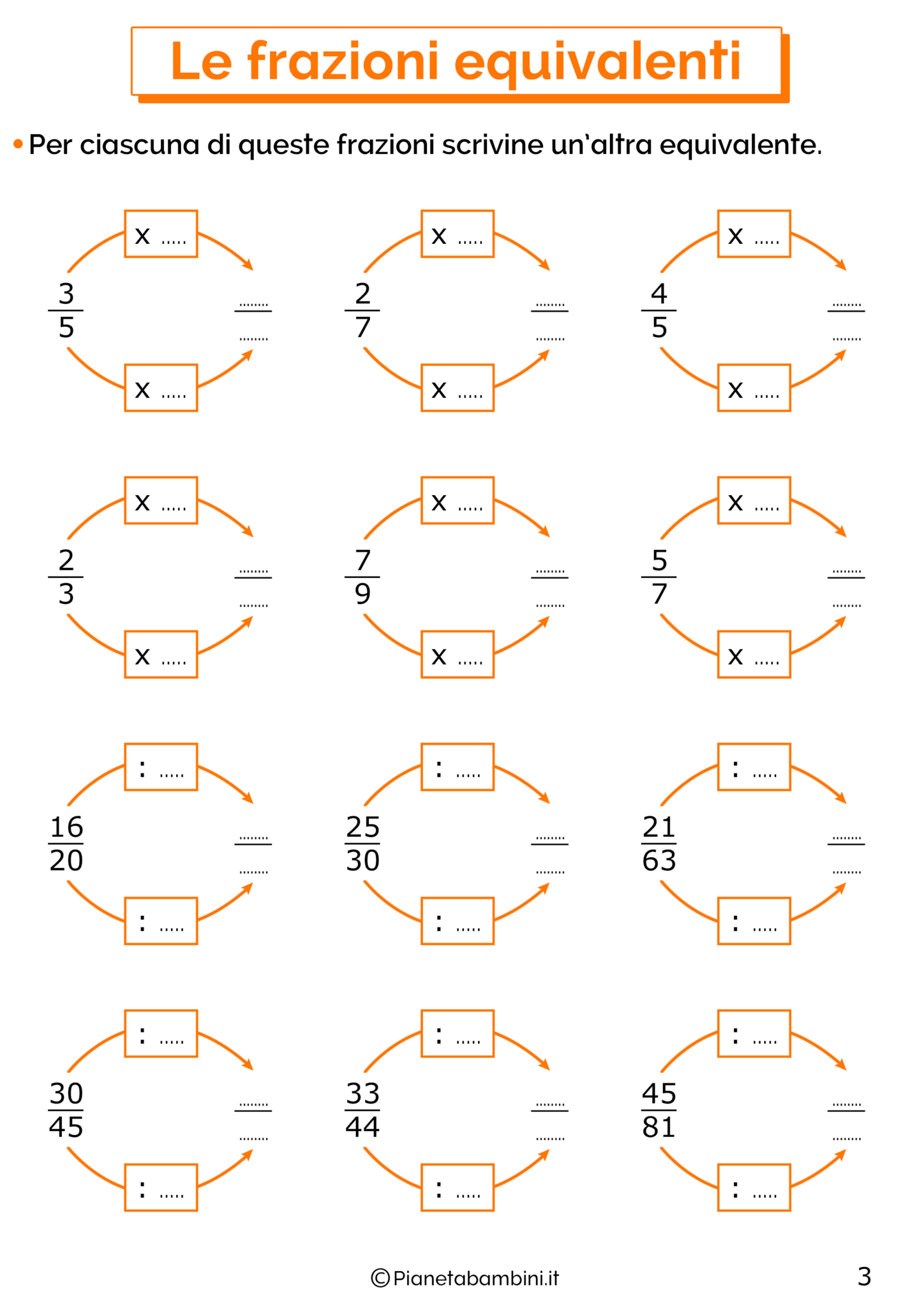 Frazioni Equivalenti: Esercizi per la Scuola Primaria | PianetaBambini.it
