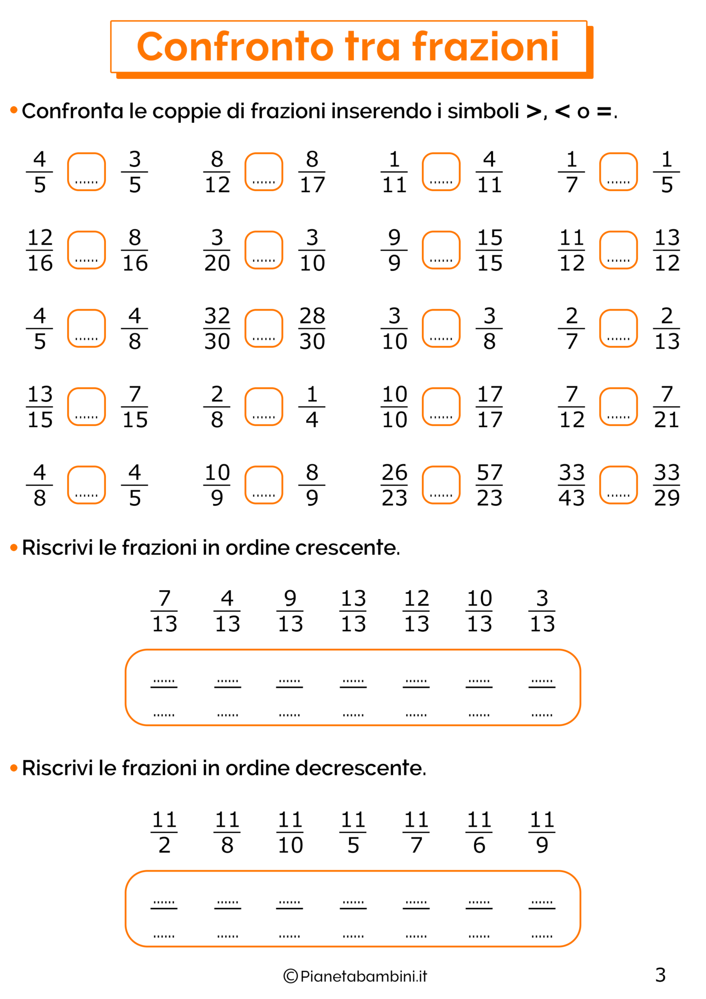 Confronto Tra Frazioni: Esercizi Per La Scuola Primaria | PianetaBambini.it