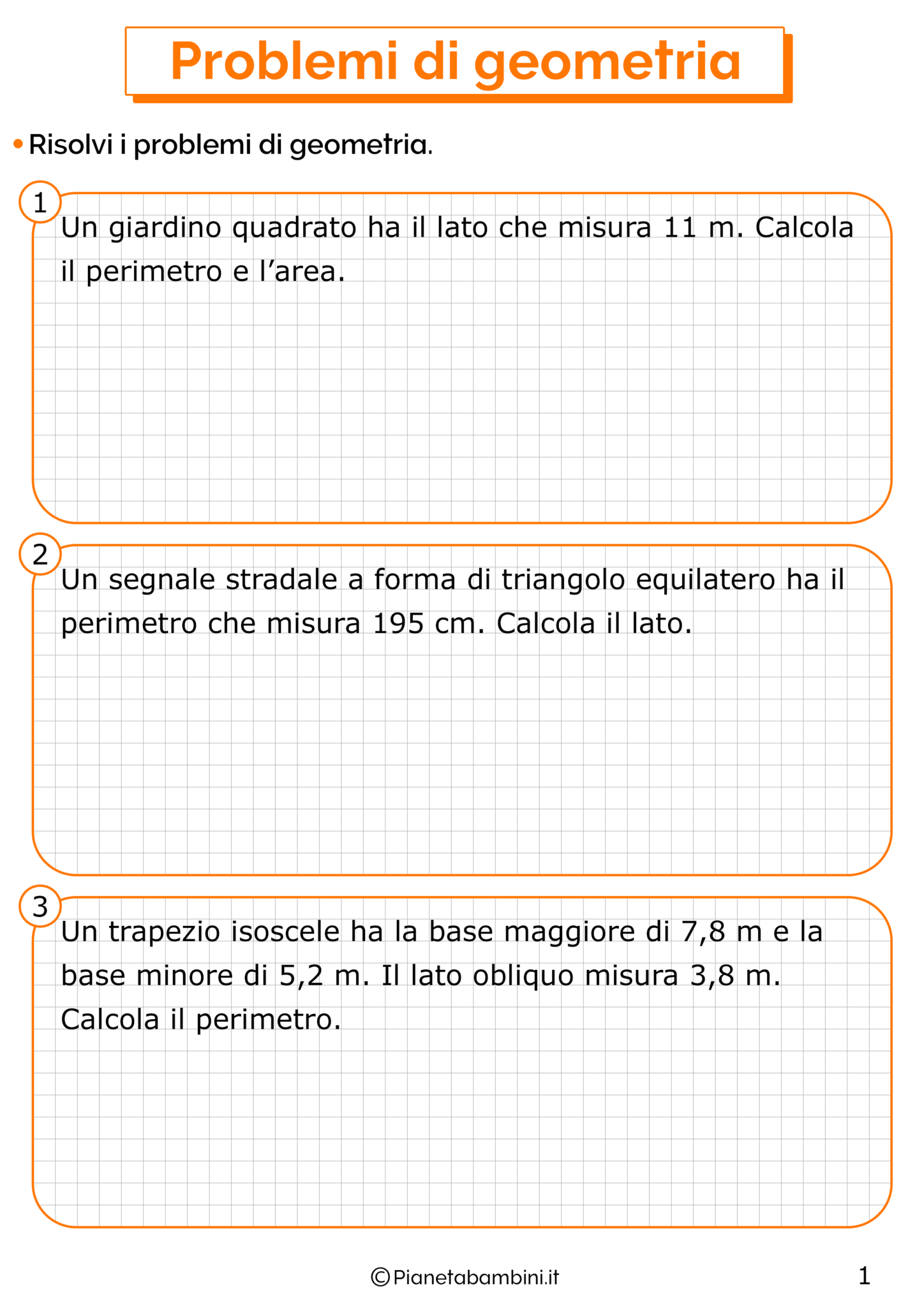 65 Problemi Di Geometria Per La Classe Quarta E Quinta | PianetaBambini.it