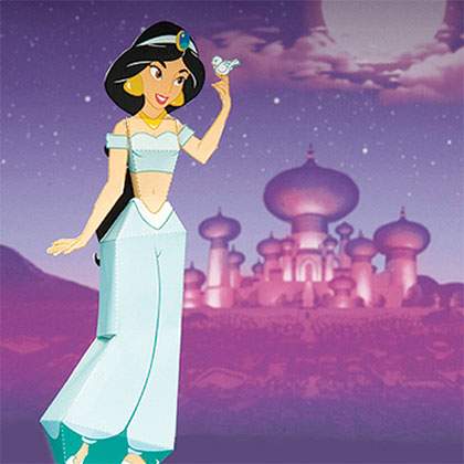 Principessa Jasmine di carta 3D