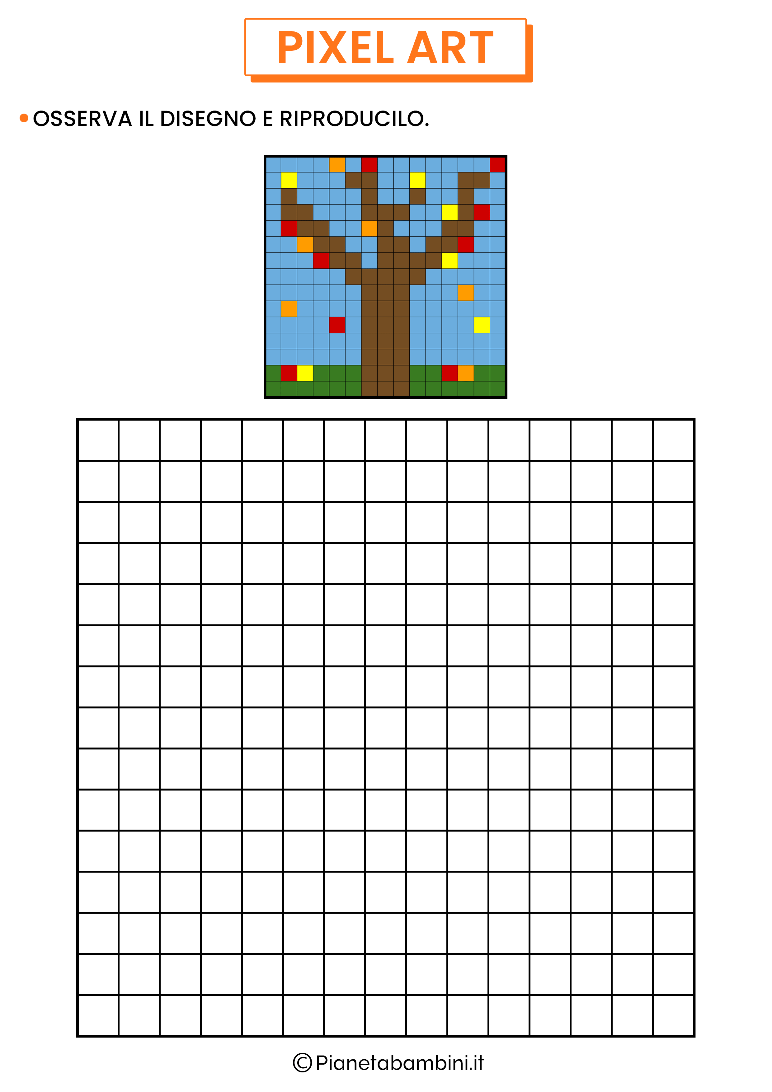 Pixel art autunno albero da copiare