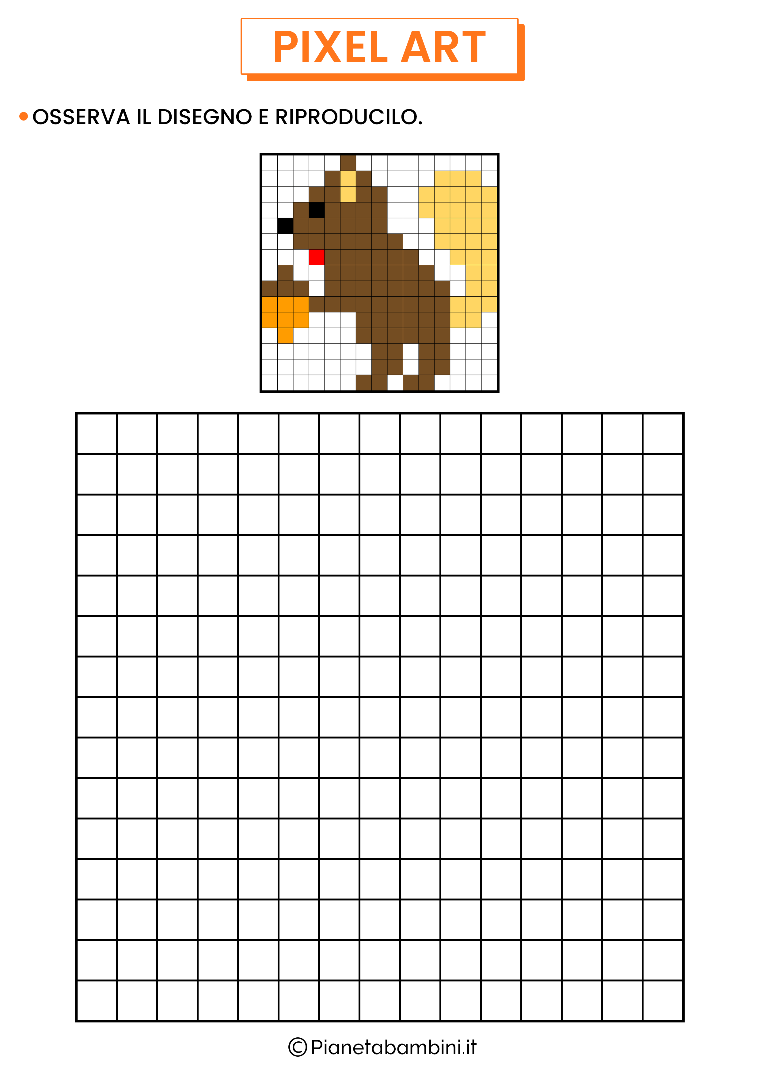Pixel art autunno scoiattolo da copiare