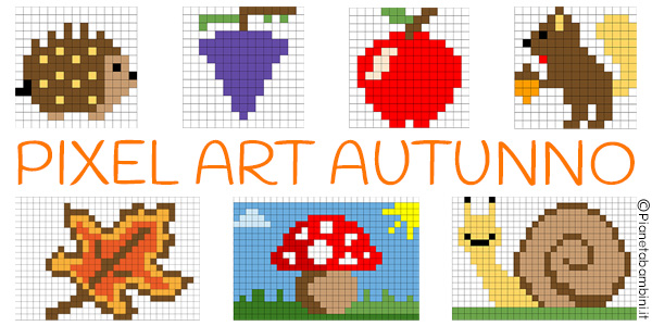 Pixel art sull'autunno da stampare gratis