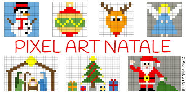 Pixel art di Natale da stampare gratis