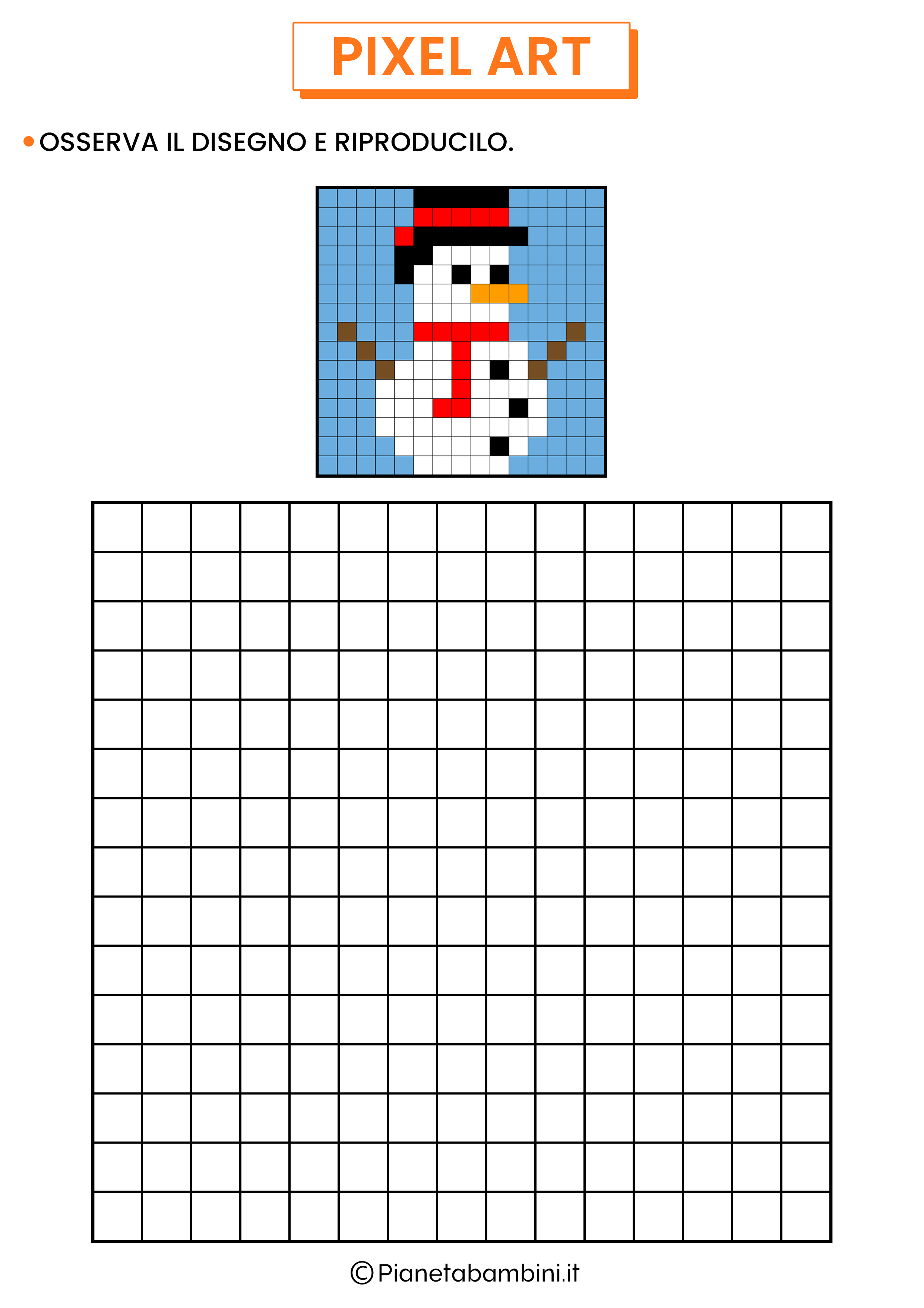 Pixel Art Natale pupazzo di neve da copiare