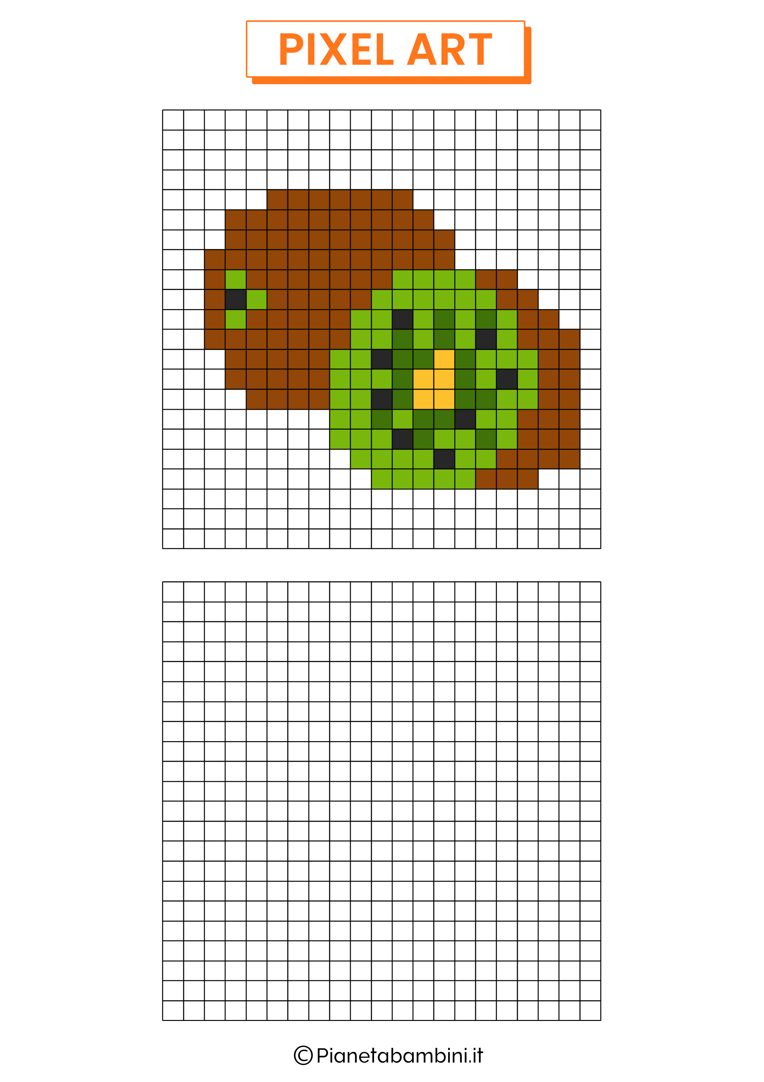 Pixel Art kiwi da copiare